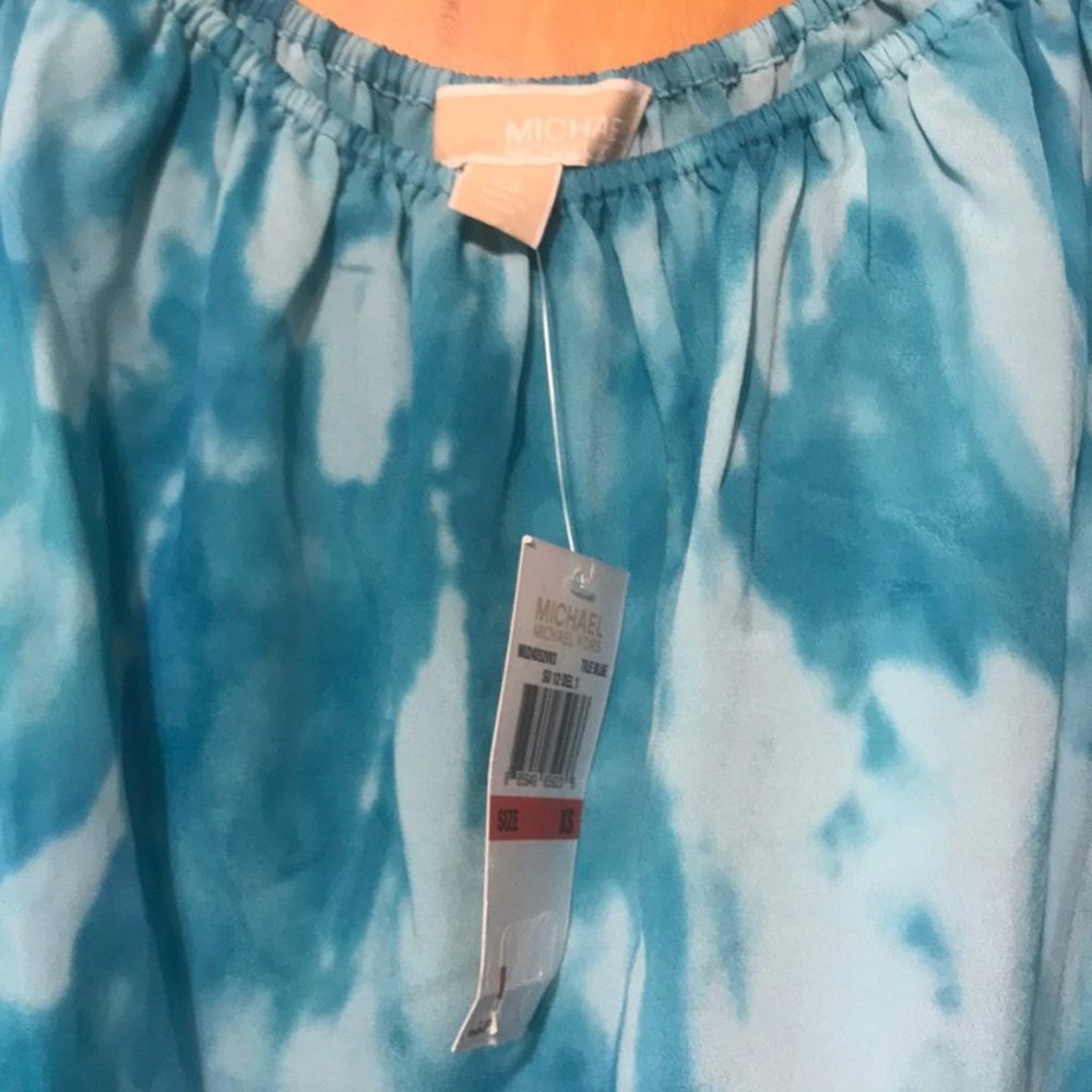 🦋MICHAEL KORS🦋AQUA BLUE TIE DYE BLOUSE🦋 - Picture 4 of 9